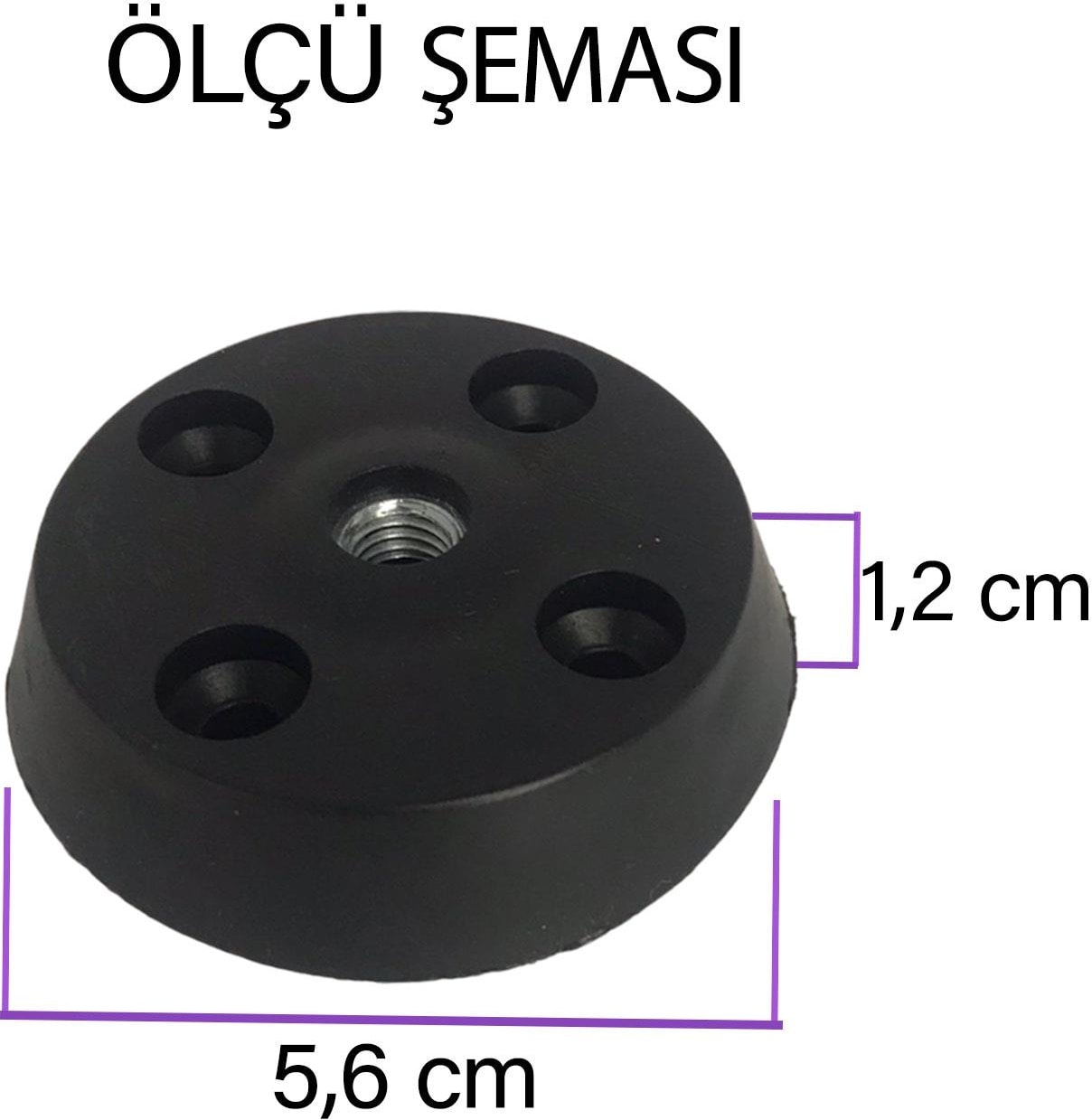Düz Ayak Tabanı Siyah Mobilya Masa Sehpa Ayağı Bağlantı Aparatı Plastik