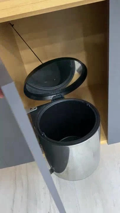 Kapağa Monte Dolap Içi Çöp Kovası Paslanmaz Çelik Mutfak Tezgah Altı Otomatik Kapak 30x 30