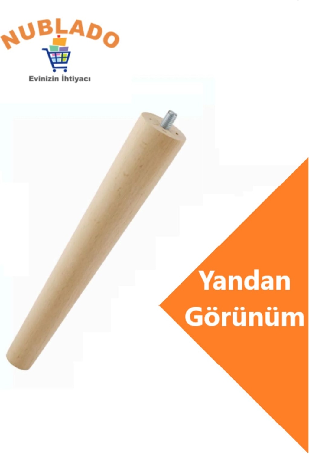 Ahşap (25 Cm) Sehpa Puf Tabure Tv Ünitesi Ayağı Ayakları M8 Civatalı Bağlantı Aparatlı 4'lü Set