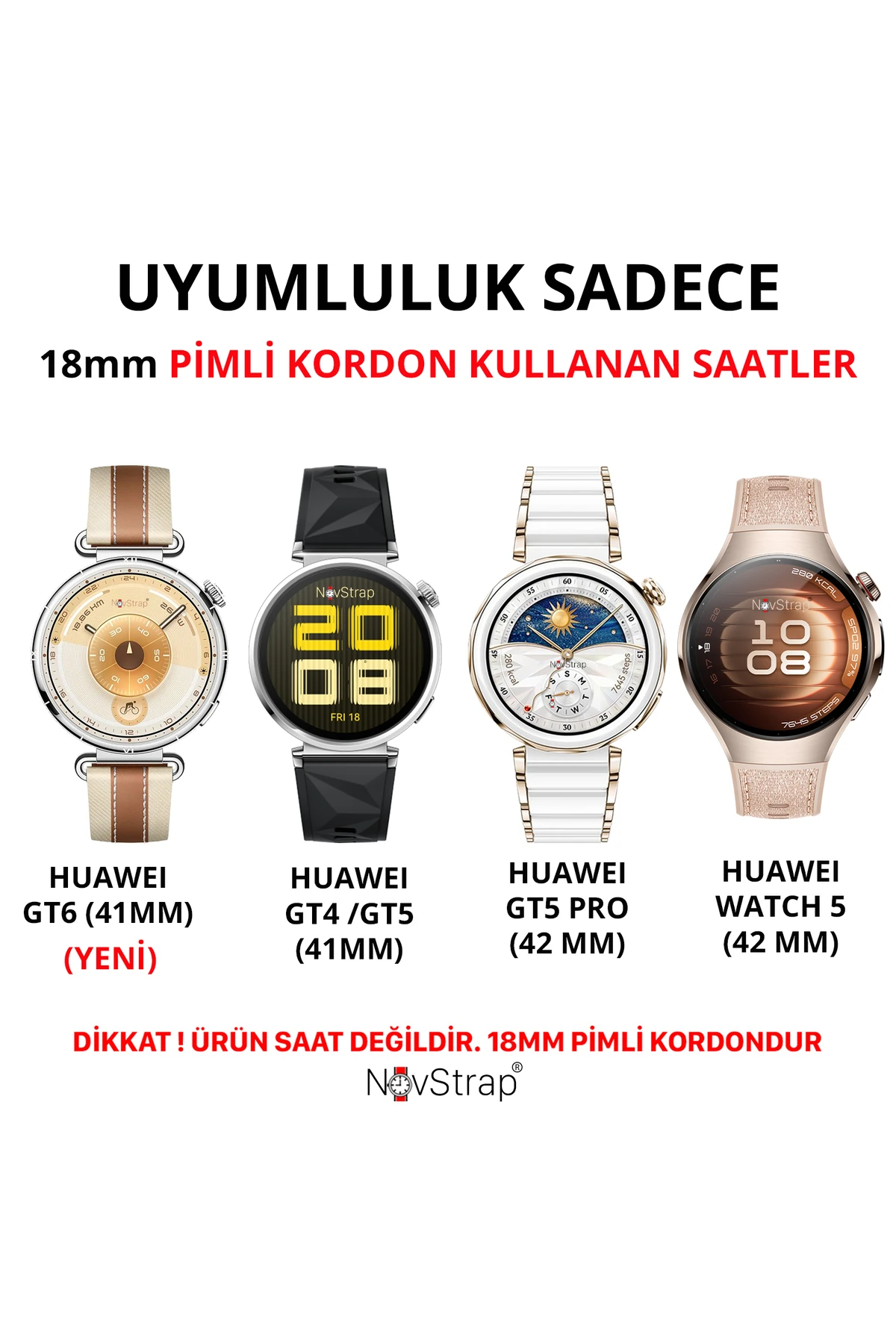 Huawei Watch Gt6 41mm Gt4 41mm Gt5 41mm ile Uyumlu Kordon (18mm Pimli) Lansman Prizma Silikon Kayış