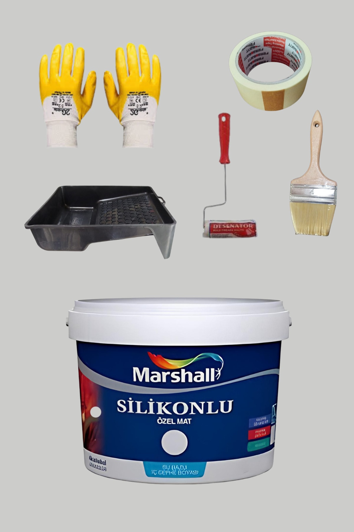 5'li Set Silikonlu Özel Mat Duvar Boyası Gelin Teli 50 Çeşit Renk 2.5lt