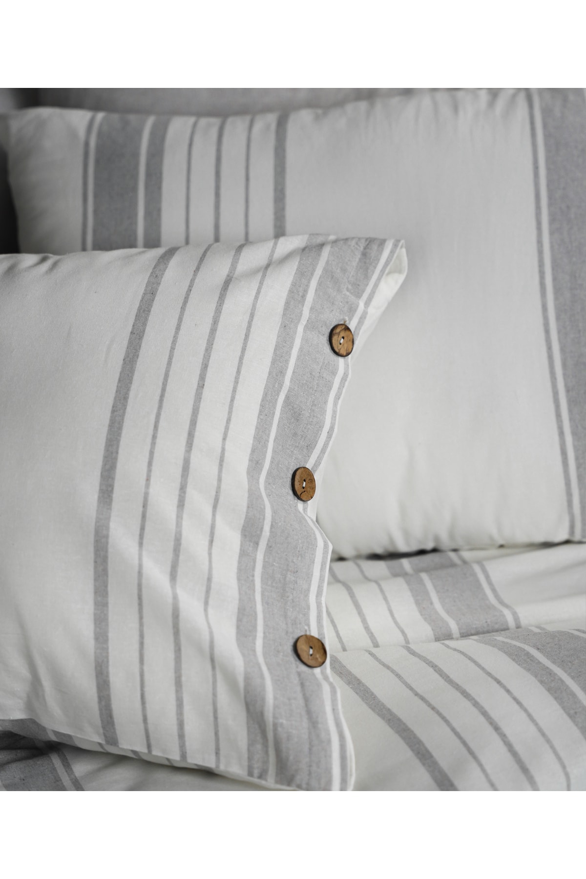 Cotton Collection Tek Kişilik Çizgili Nevresim Seti Mistray