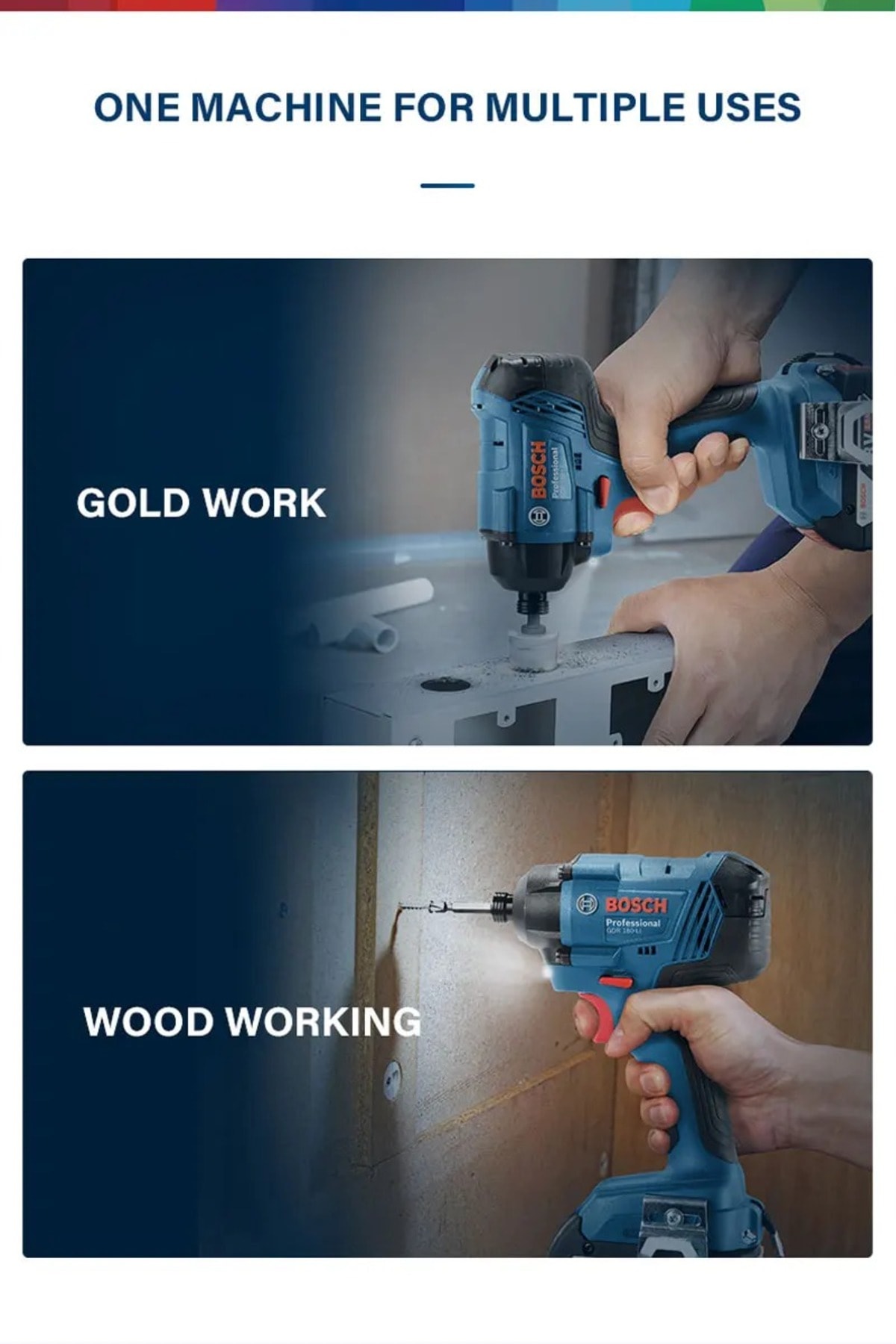 BOSCH Promix Set Gdr 180 li Ve Gsr 180 li Şarjlı Matkap  Darbeli Vidalama Somun Sıkma + Çift Akülü