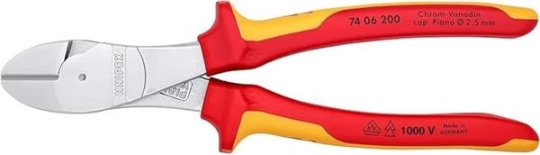 Knipex Ağır Hizmet Tipi Yan Kesiciler, Krom Kaplama, Çok Bileşenli Manşonlarla Izole Edilmiş, Vde