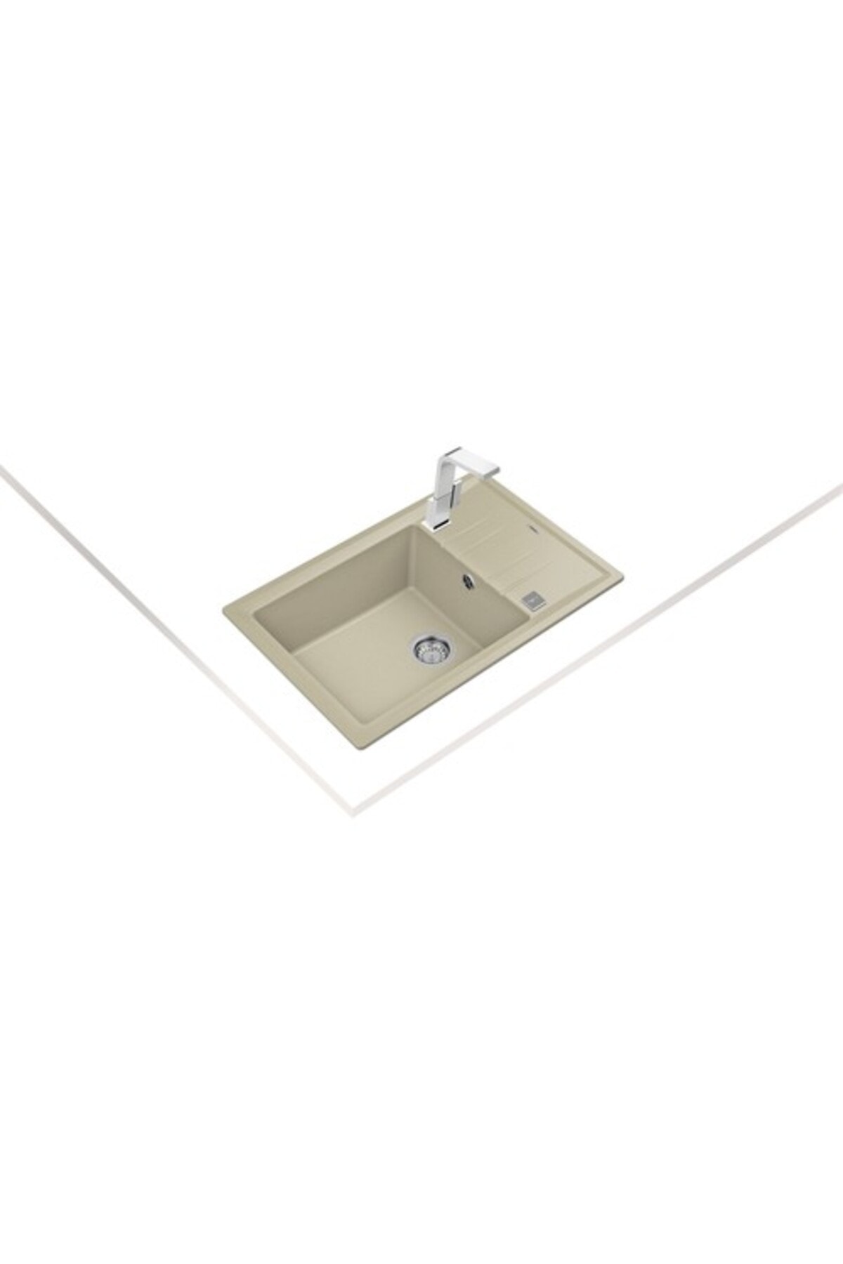 - Stone 60 S-tg Topasbeıge - Ankastre Kumanda Sifonlu Granit Eviye - Bej - 78 Cm - 115330039