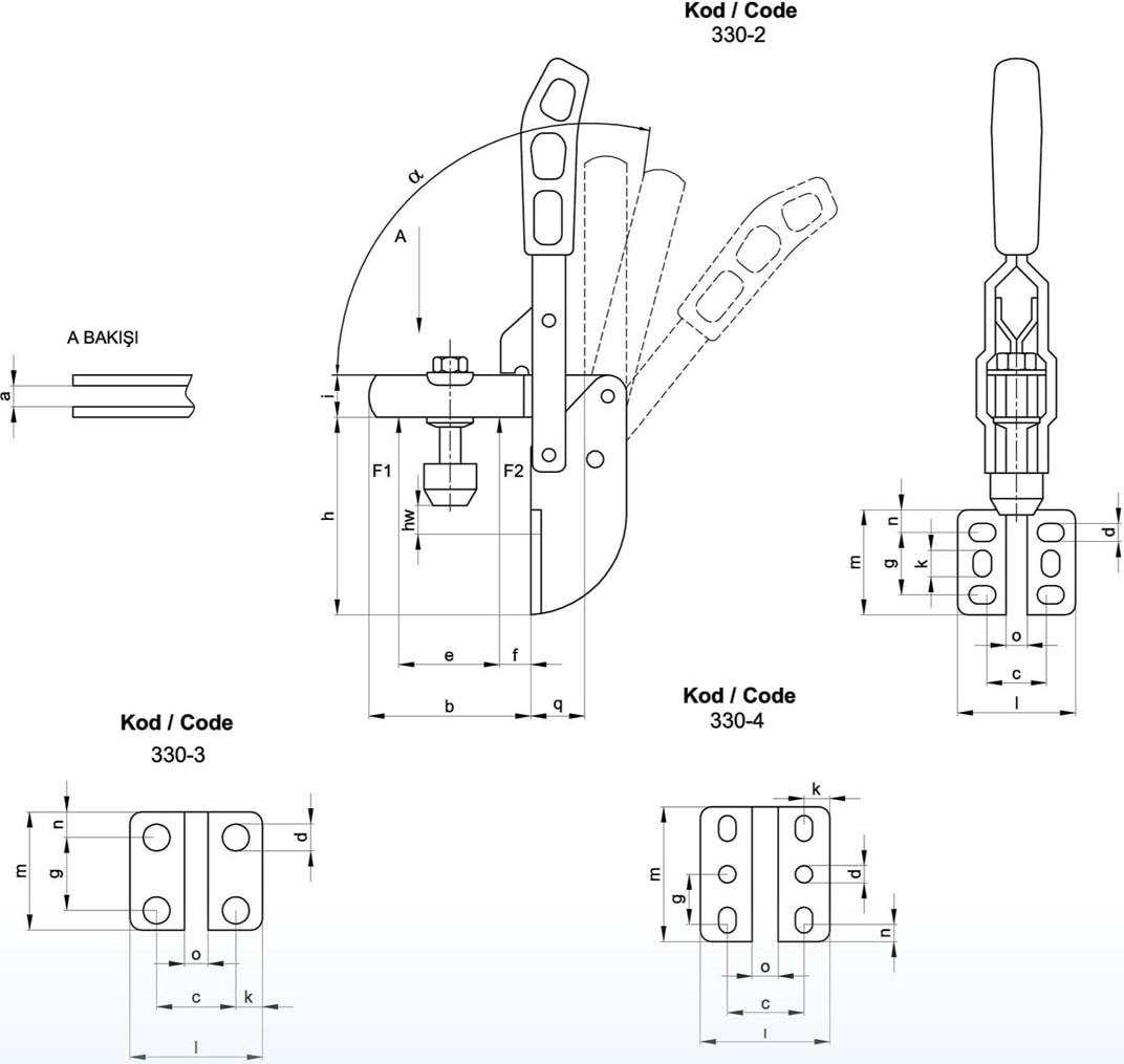 330-4 Dikey Pozisyon Yan Tabanlı Klamp