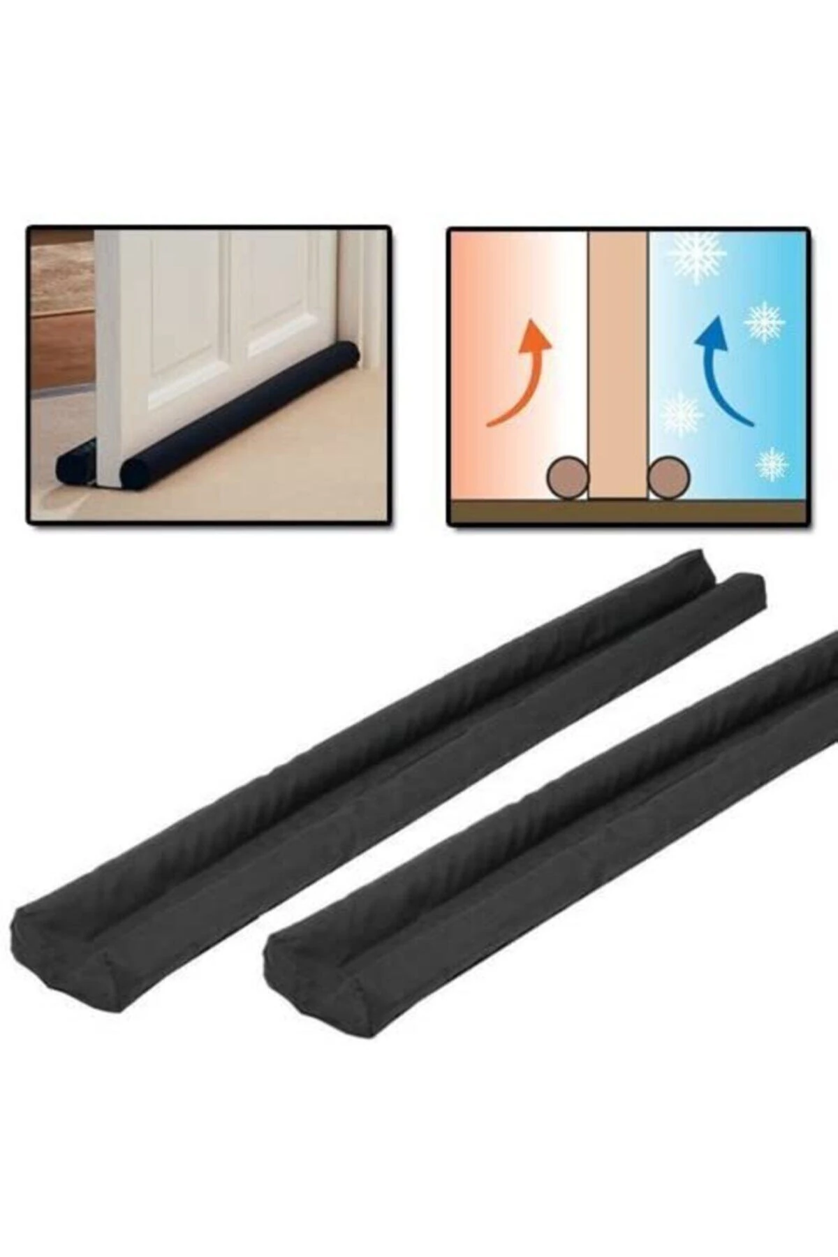 Siyah Çift Taraflı Kapı Eşiği Rüzgar Önleyici Isı Yalıtım İzolasyon Süngeri 2 Adet Kapı Altı Garanti
