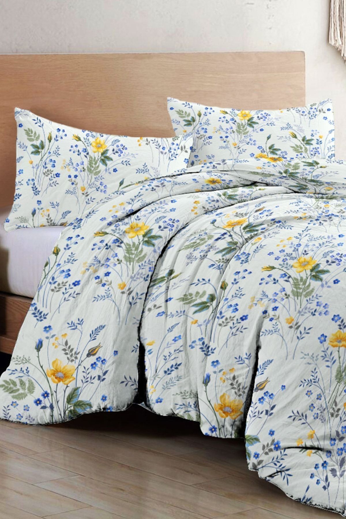 Kıng Sıze Spring Floral Luxury Çift Kişilik Pamuk Saten Nevresim Takımı 220x240cm