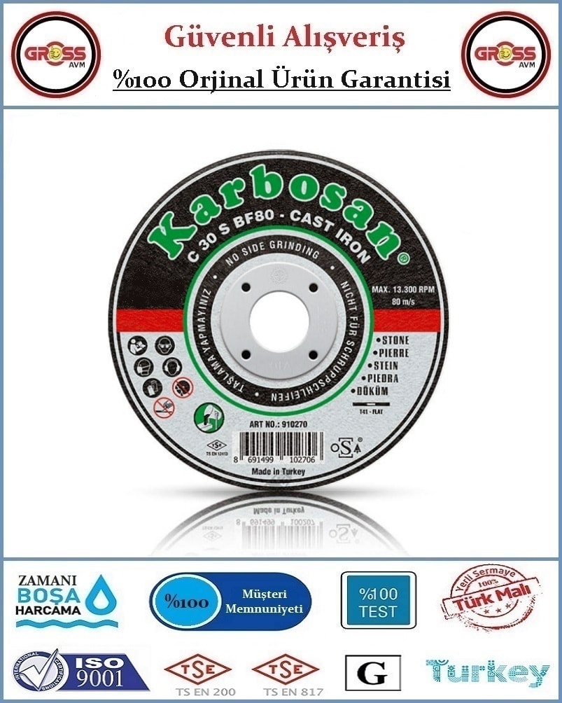KARBOSAN Mermer Kesme Disk Taşı - 230MM - Orjinal Ürün