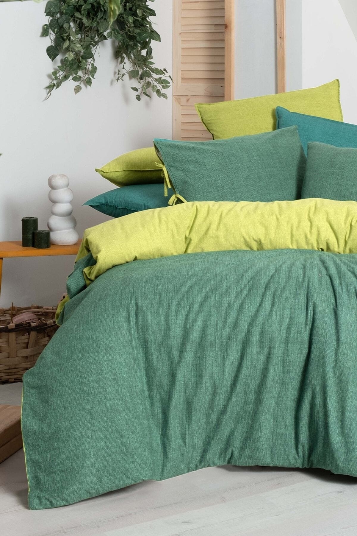 Montes Yeşil Çift Kişilik %100 Pamuk Fancy Poplin Nevresim Takımı