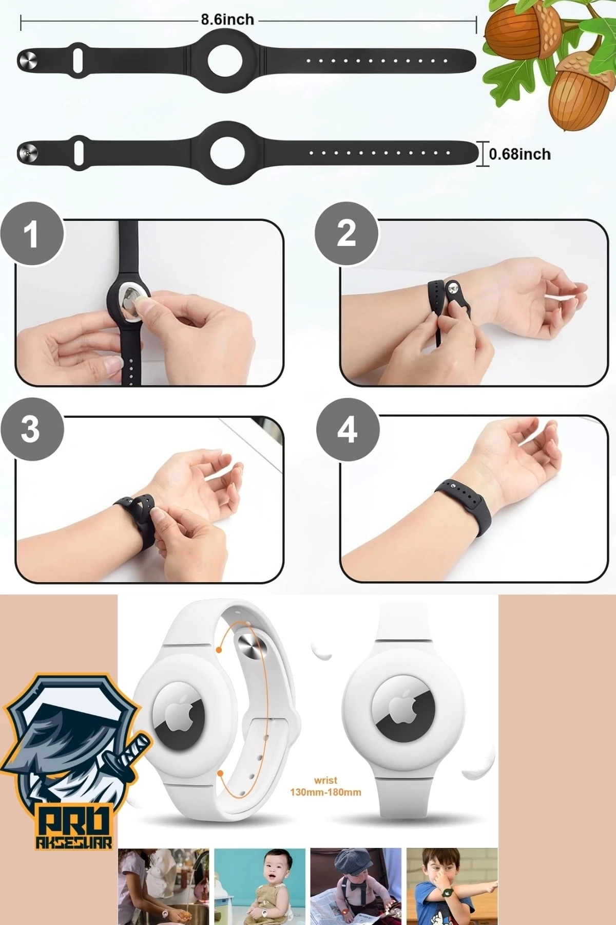 Airtag Uyumlu Kordon (Anahtarlık ) & Bileklik - Çok Amaçlı Yumuşak Silikon Kılıf