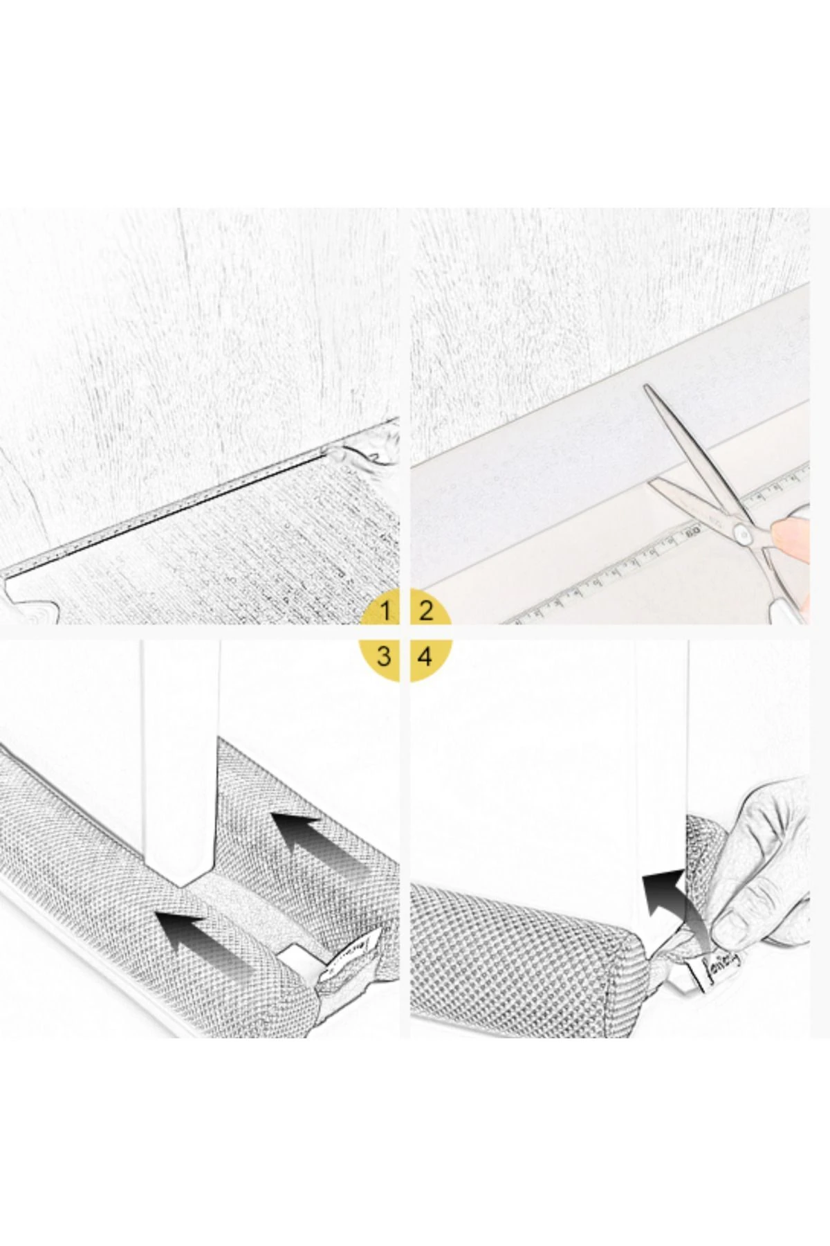 Kapı Altı Rüzgar Önleyici, Kapı Altı Izolasyon Bandı, Soğuk Önleyici Çift Taraflı Isı Yalıtımı Beyaz