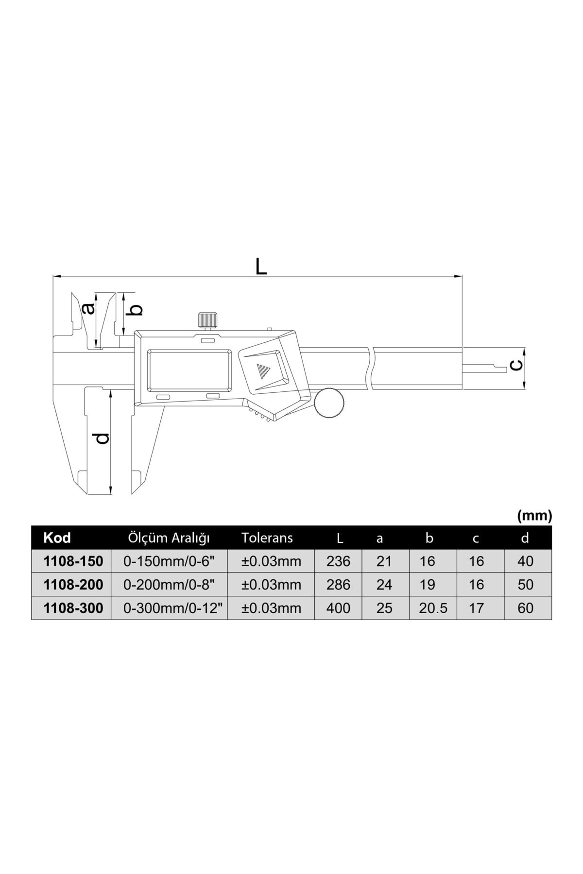 1108-150 Dijital Kumpas 150mm