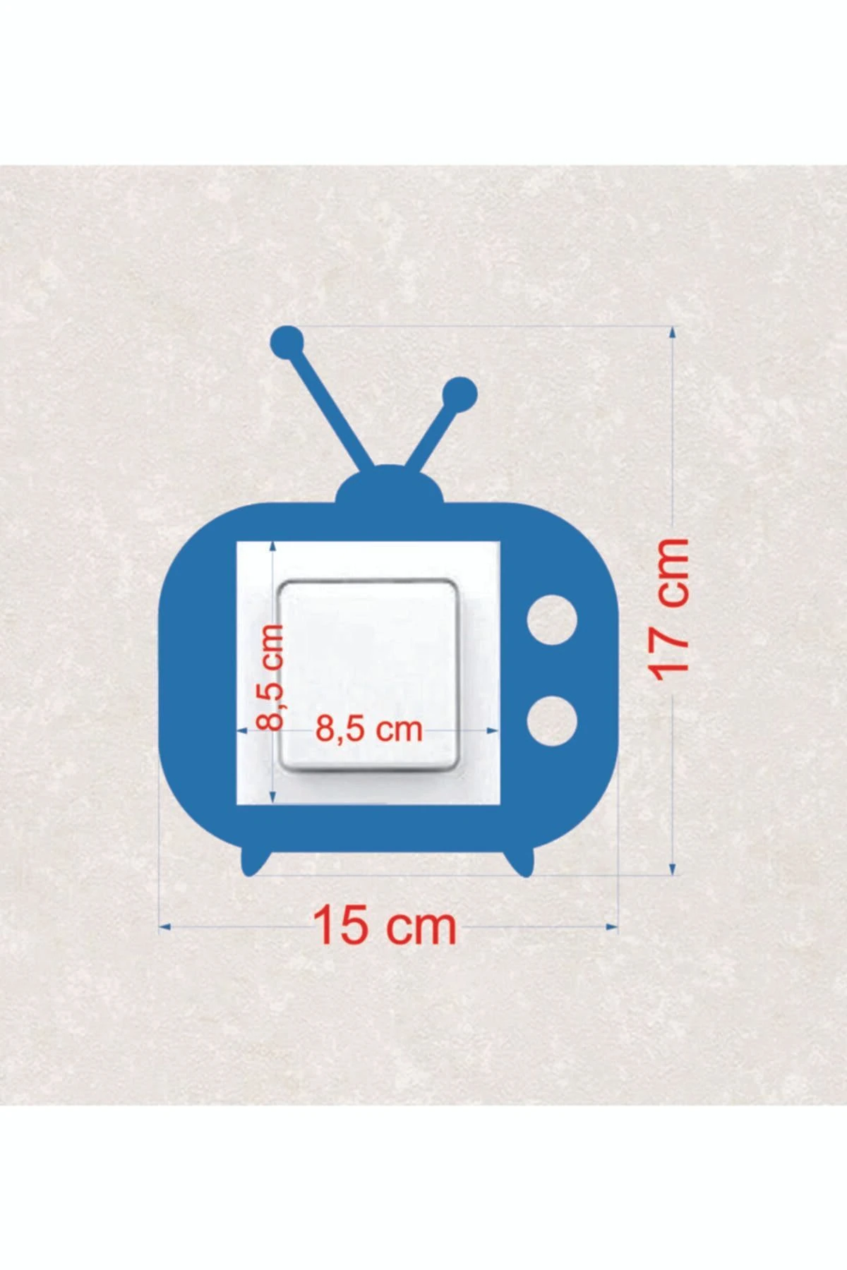 Lazer Kesim Ahşap Anahtar Priz Çerçevesi Mavi Tekli Tv Odası 2127-m