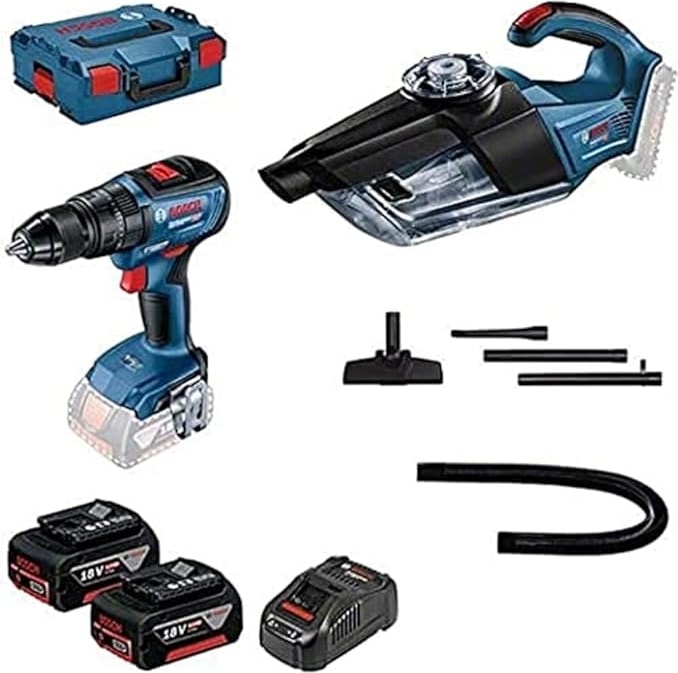 BOSCH Professional Gsb 18V-50 Akülü Darbeli Delme Vidalama Makinesi + Gas 18V-1 Akülü Süpürge (18 V