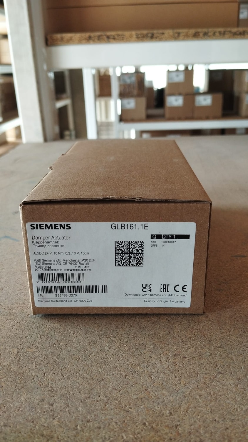 Sıemens Glb161.1E 24V Yay Geri Dönüşsüz, 10Nm Tork, Oransal Kontrol, Rotary Tip Damper Motoru