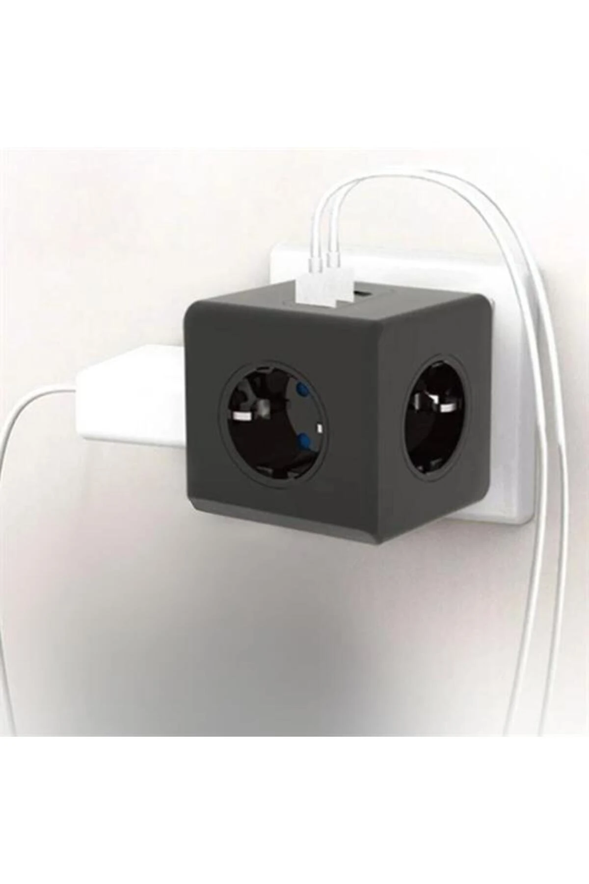 Isıya Dayanıklı Termal Akım Korumalı ve Çocuk Korumalı 3 Priz Girişli 3 USB Girişli Küp Priz (5258)