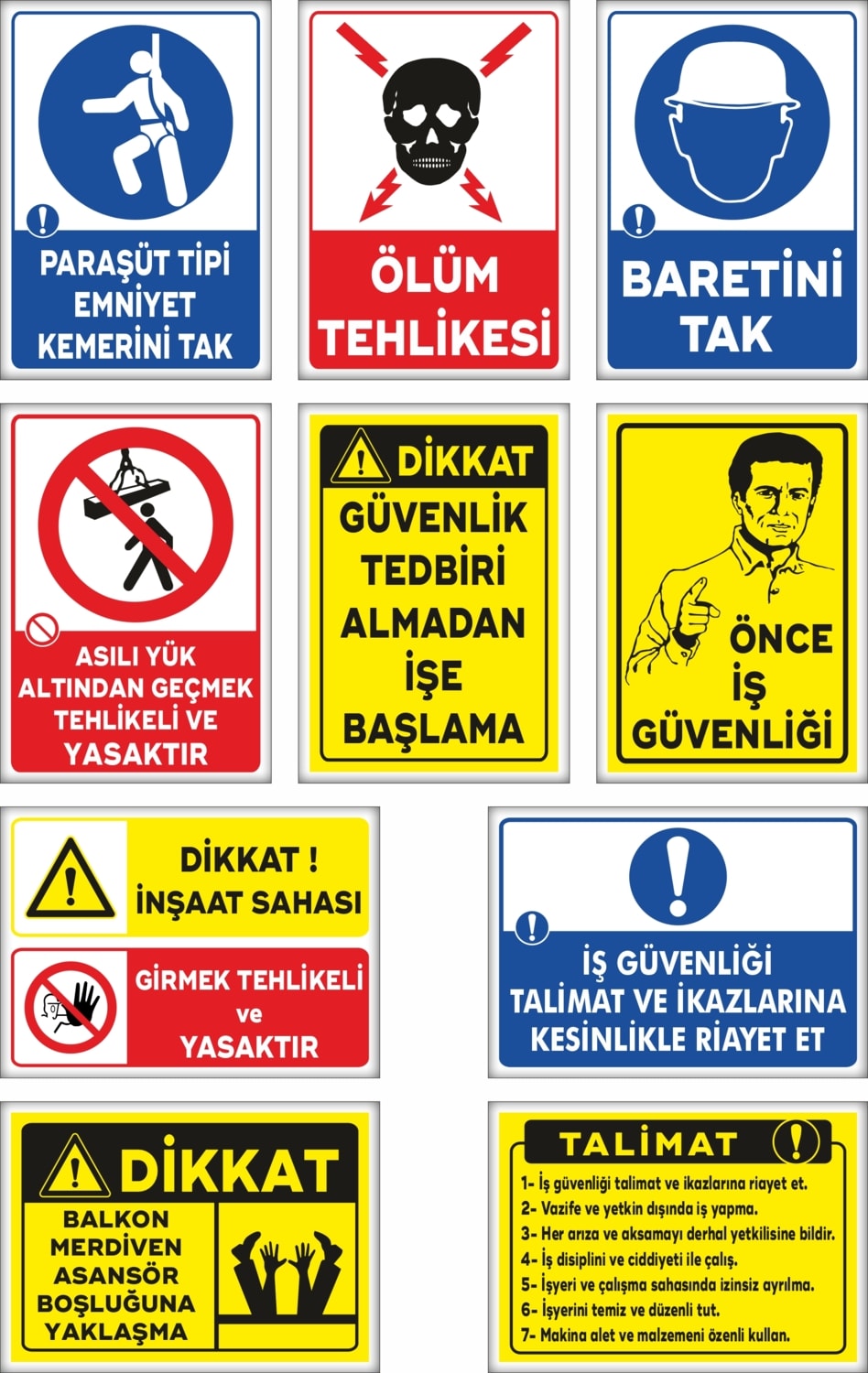 Uyarı Levhaları ''inşaat Güvenlik Seti'' Dekota 25*35CM 10 Adet Levha