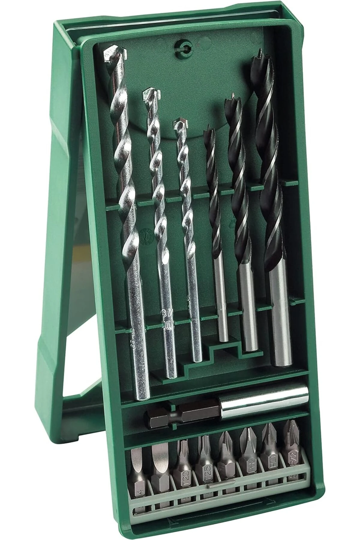 Beton Matkap Ucu Ve Vidalama Seti, Yeşil, 15 Adet, Ahşap Delme Ucu: 4/6/8, Beton Delme Ucu: 5/6/8,