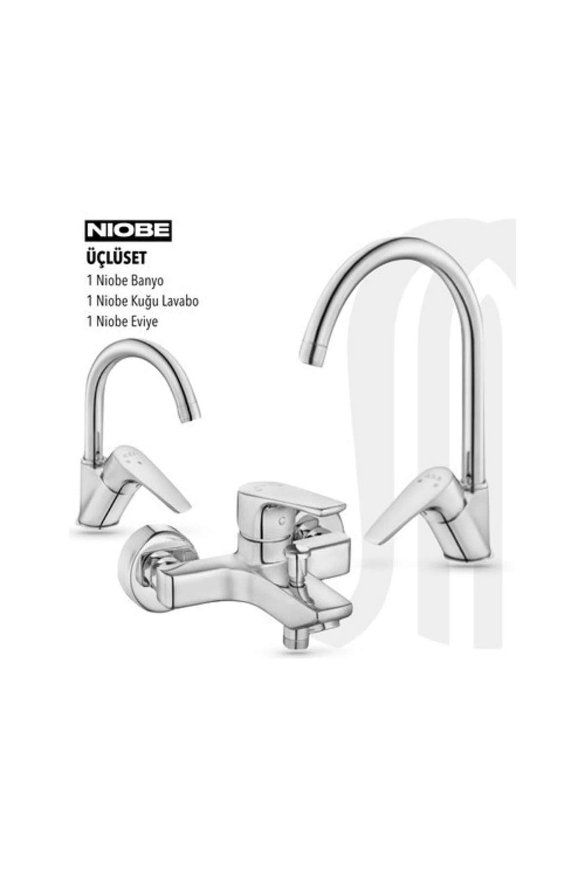 E.c.a Nıobe Banyo, Nıobe Eviye, Nıobe K. Lavabo Bataryası Üçlü Set