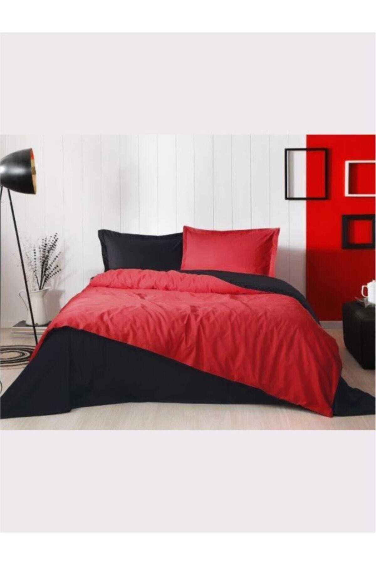 Colormix Kırmızı Siyah Çift Kişilik Nevresim Takım