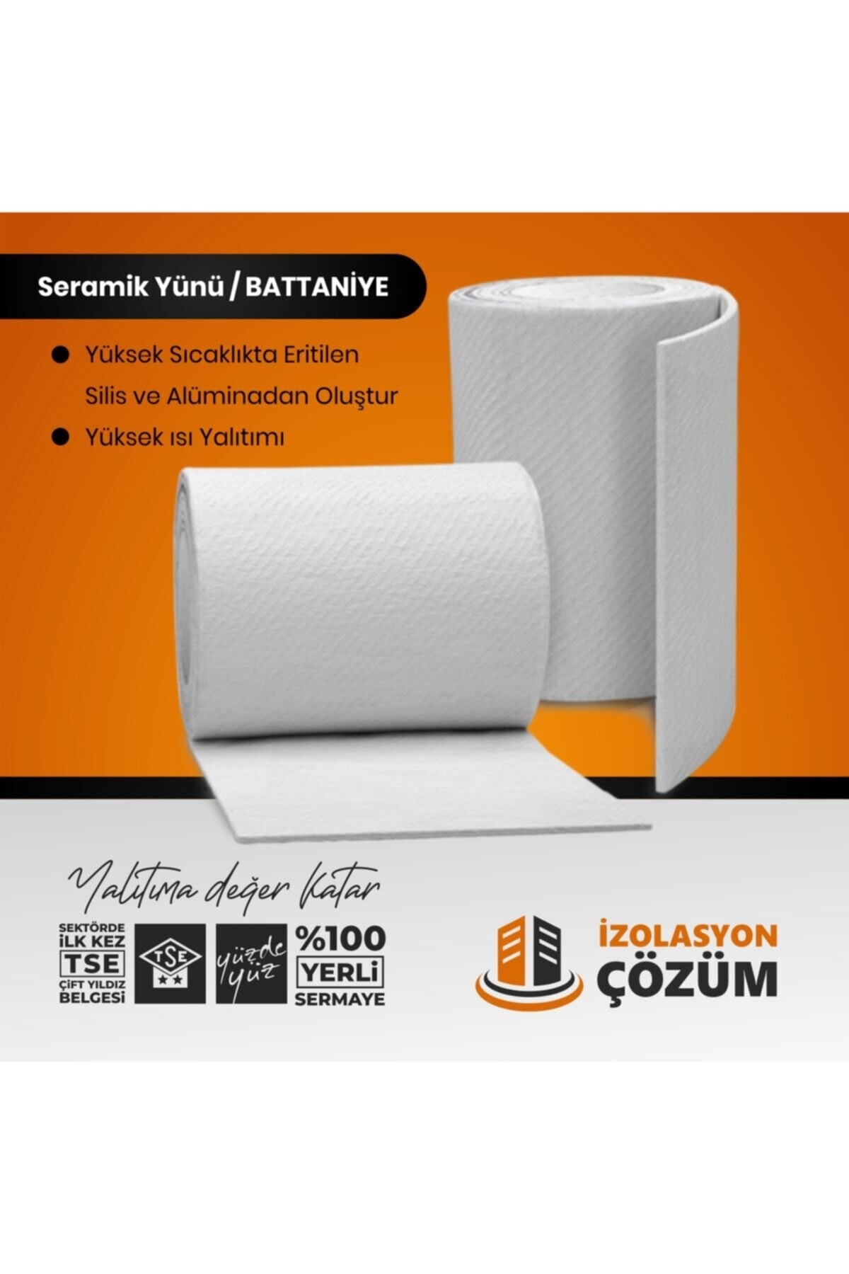 Seramik Yünü Battaniye 96 Kg M3 - 25 Mm Kalınlık (0,61 Cm X 720 Cm)