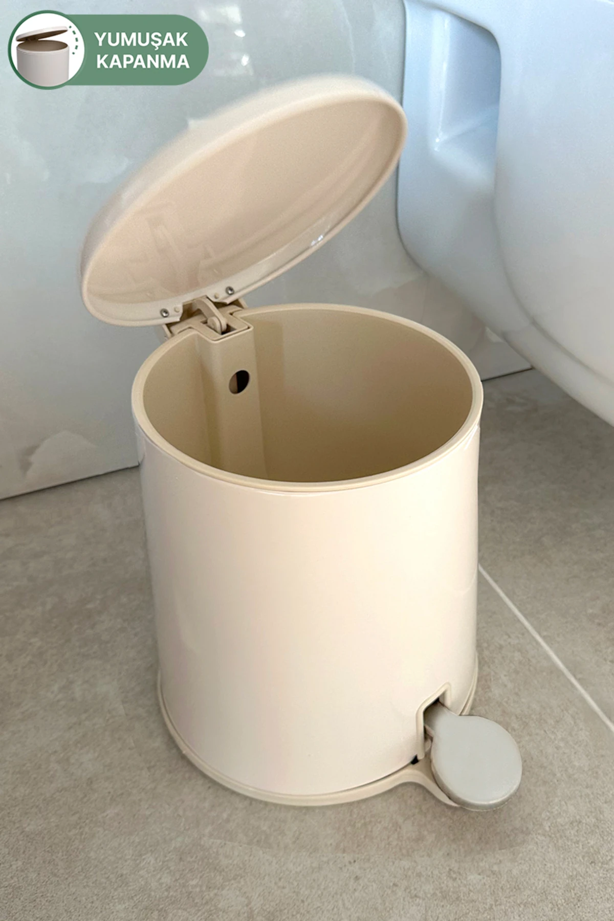 Cigo Pedallı Çöp Kovası 6Lt Bej İç Kısım Bej