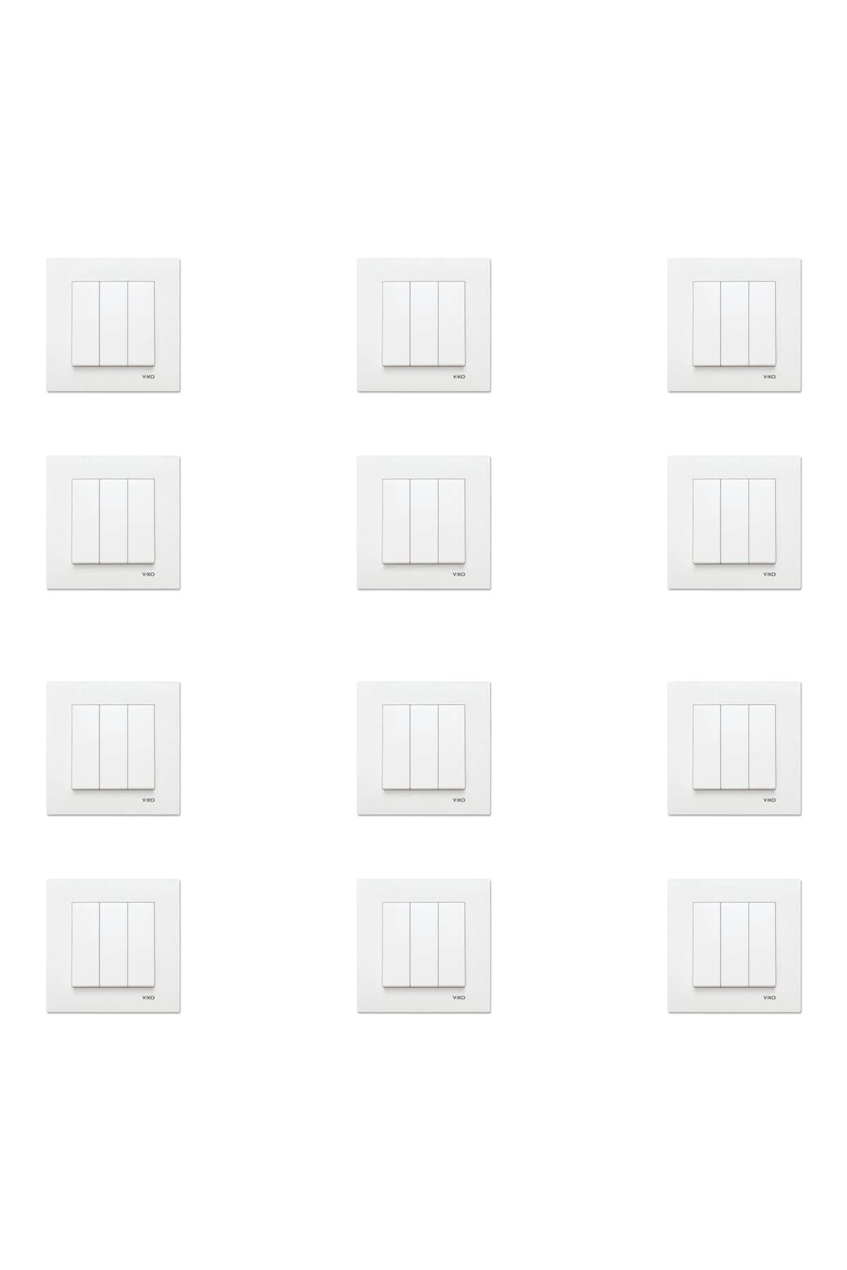 Karre Beyaz Üçlü Anahtar Çerçeve Dahil 12 Adet 90967068