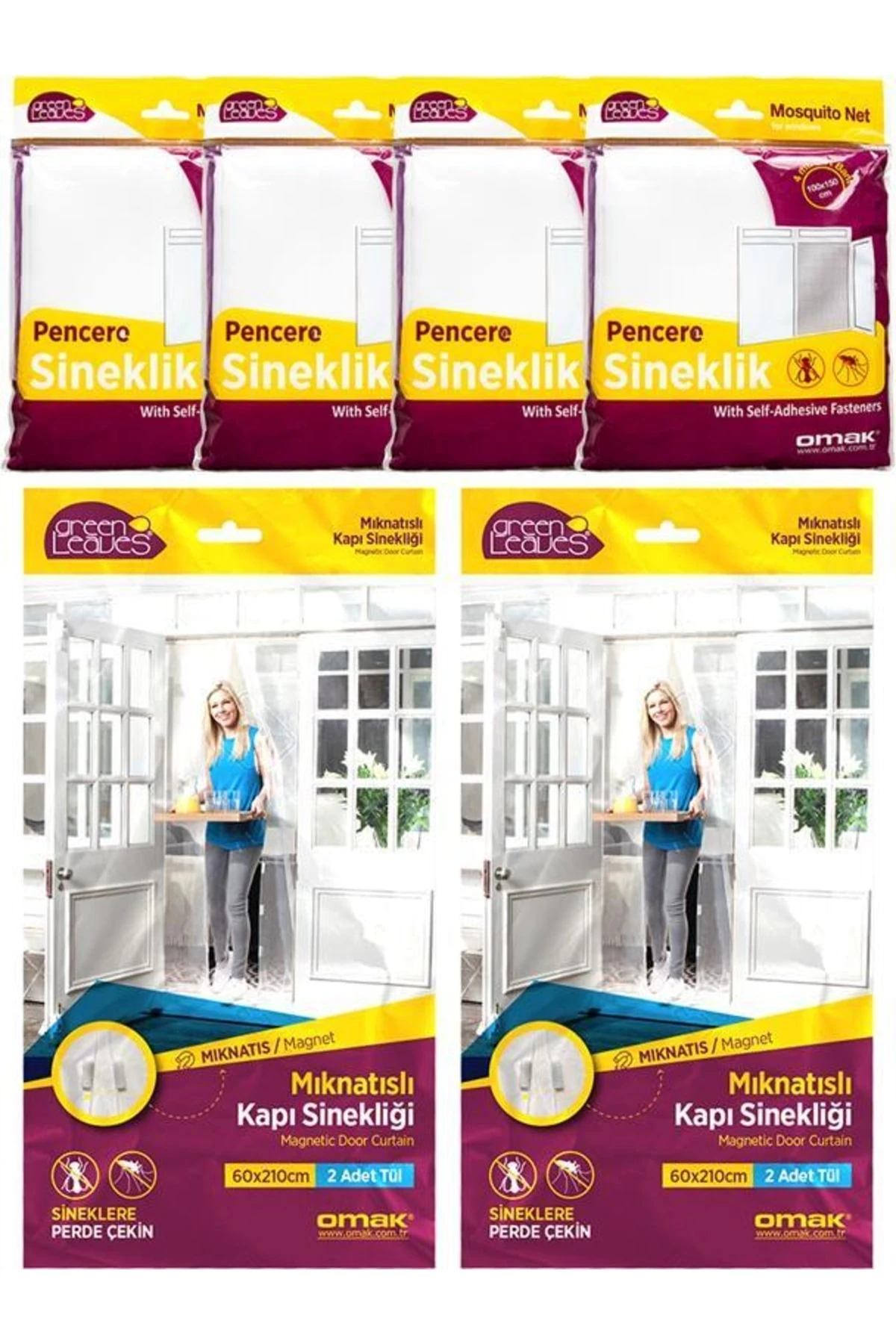 6 Lı Paket Mıknatıslı 2 Adet Kapı 4 Adet Pencere Sinekliği Tülü Paketi