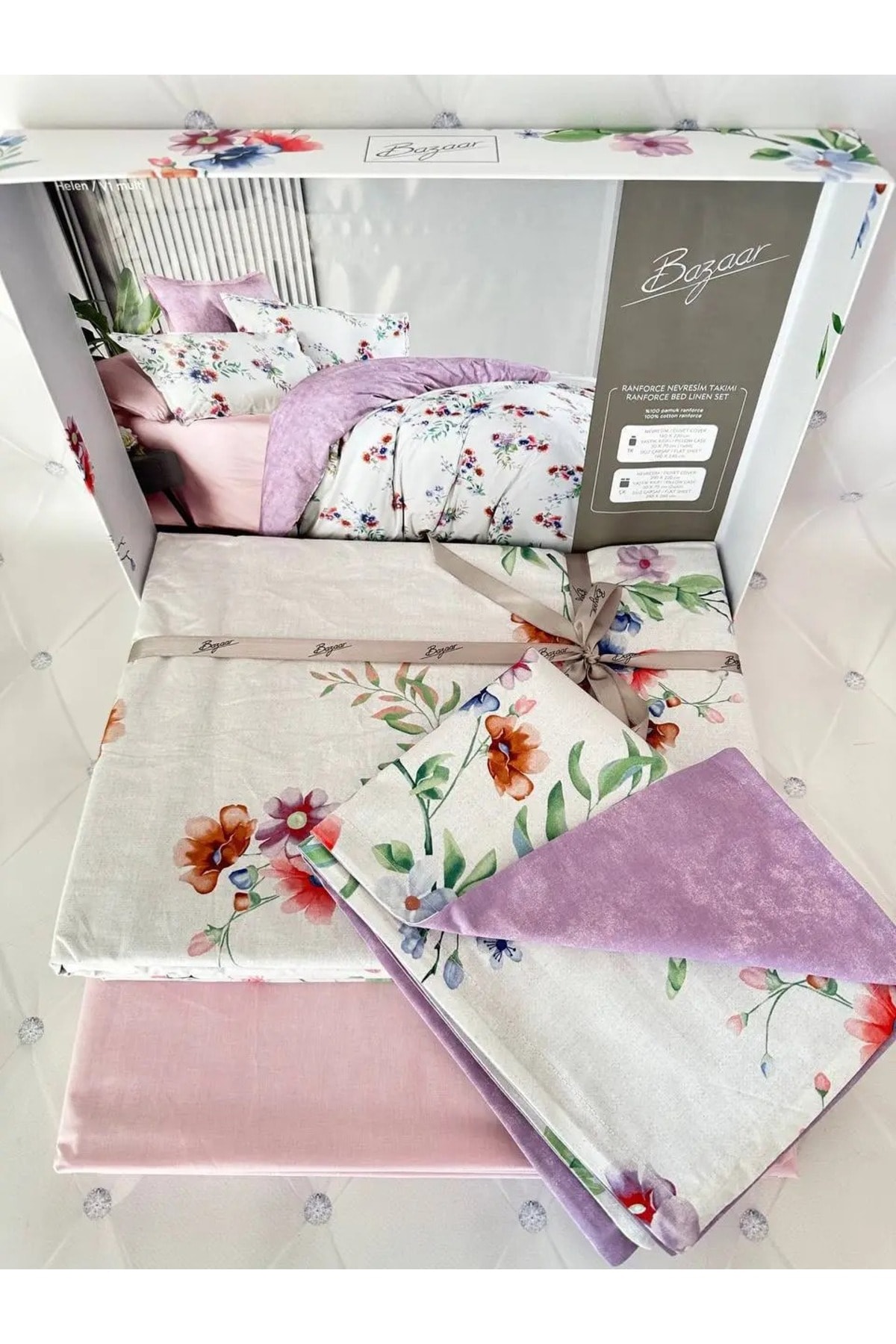Helen V1 multi çift kişilik nevresim takımı %100 pamuk