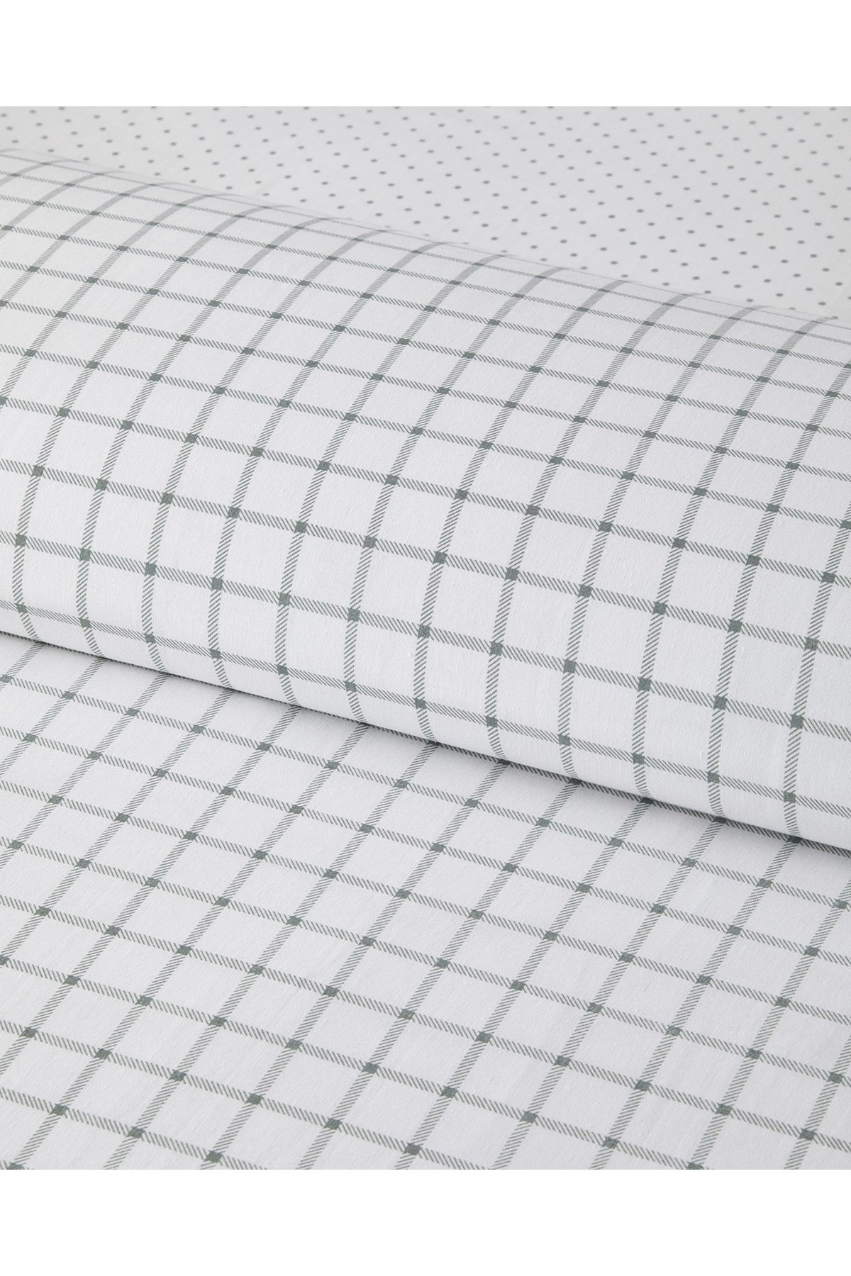 Simple Checks Kolay Ütülenir Çift Kişilik Nevresim Takımı 200x220 cm Seledon
