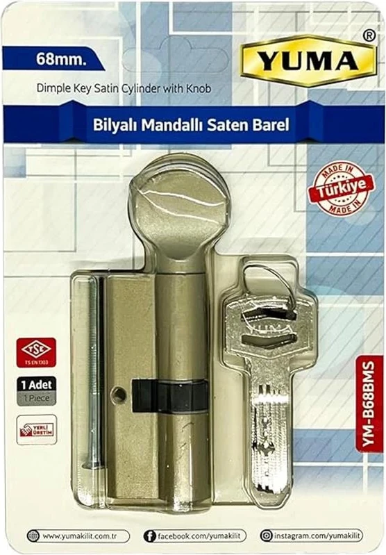 | Silindiri, Mandallı Bilyalı Silindiri, Çelik Kapı Göbeği [68 Mm, Nikel]