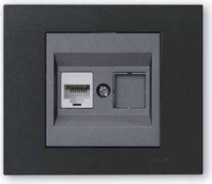 Grano Metalik Cat6 RJ45 Prizi Füme + Siyah Çerçeve