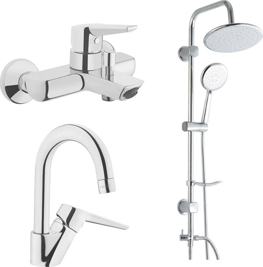 Solid S Banyo Bataryası + Kuğu Lavabo Bataryası + Duxxa Bolero Duş Sistemi