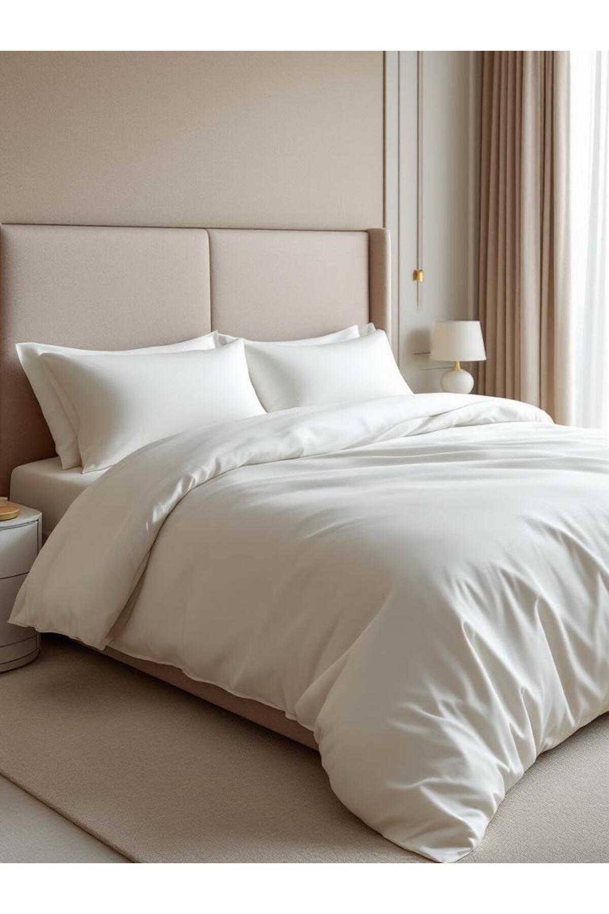 Odin 300 TC Pamuk Saten King Size Nevresim Seti Ekru