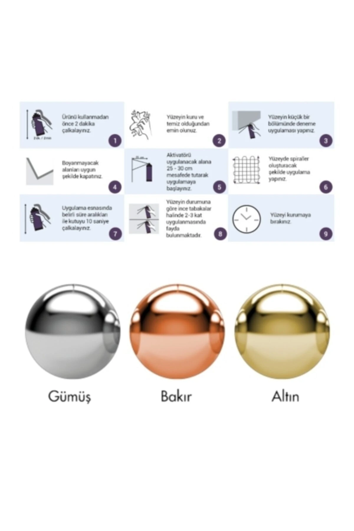 Krom Efekt Sprey Boya Gümüş Rengi 400 ml