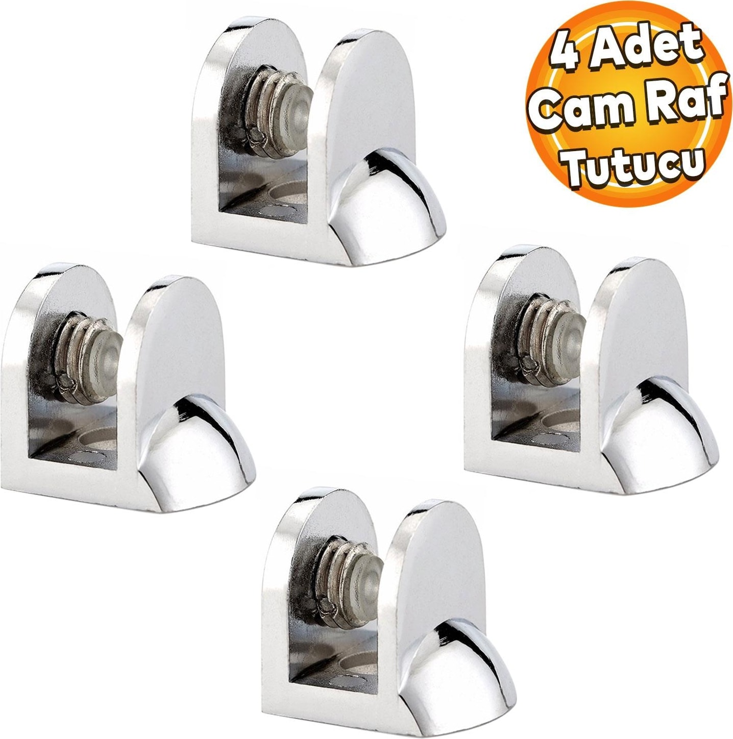 Tırnak Lüx Metal Cam Raf Tutucu Cam Etejer Menteşesi Krom Metal Vidalı 12 mm (4 Adet)