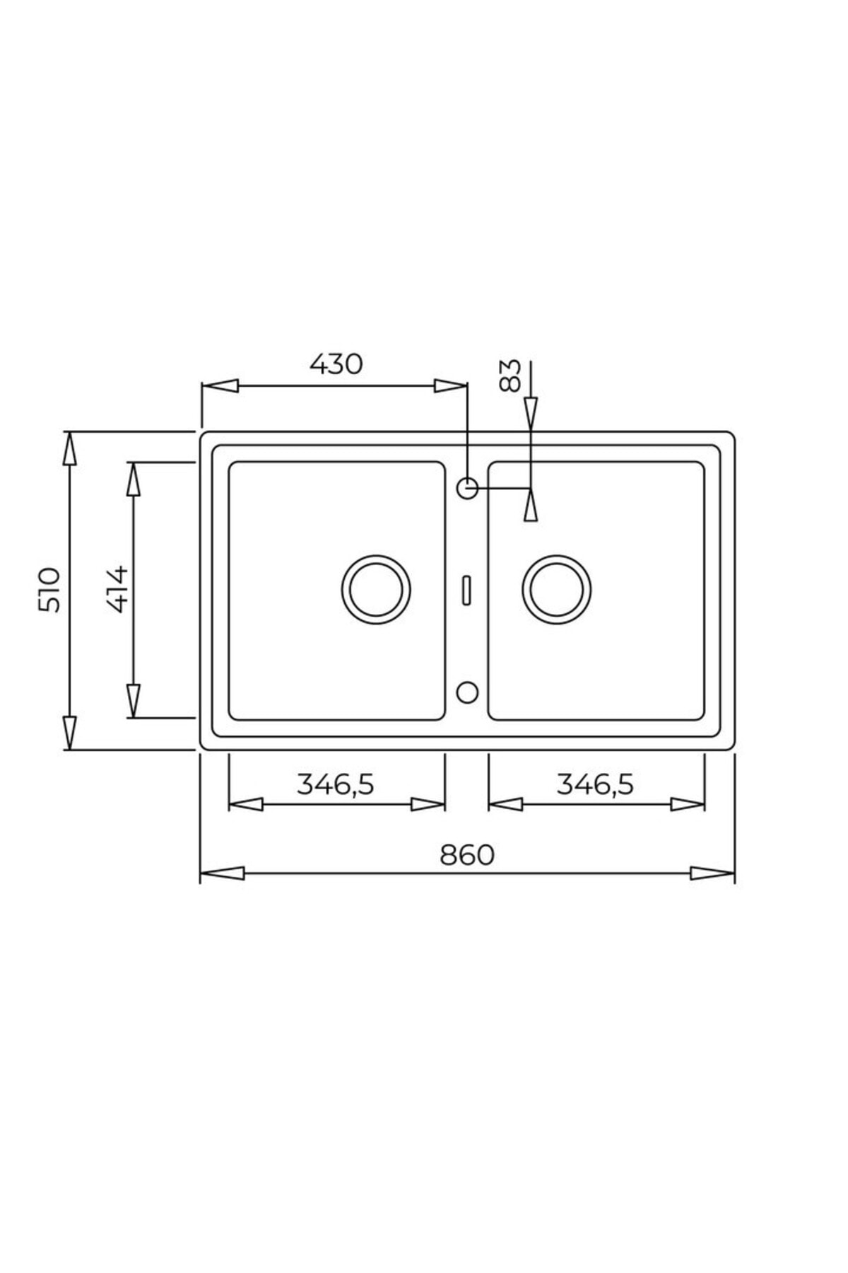 Stone 90 B-tg Tezgahüstü Çift Gözlü Beyaz Granit Evye
