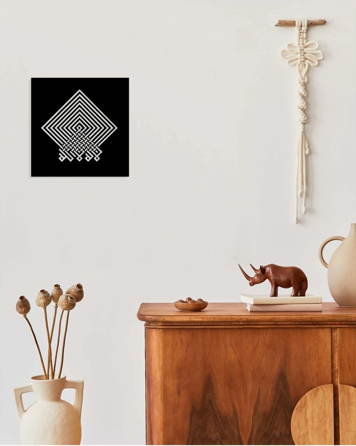 -La Ilahe Illallah Islami Metal Tablo - Islami Ev Dekorasyonu - Dini Duvar Tabloları - 50 X 50 - Cm - Sıyah-Islm-107