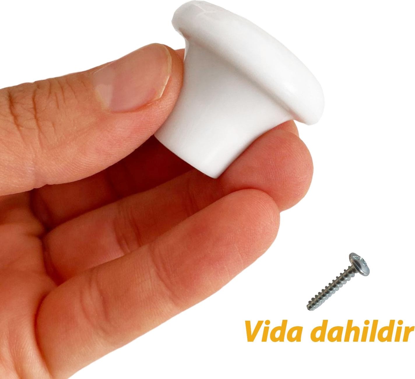 8 Adet Sert Plastik Mantar Düğme Kulp Beyaz Dolap Mobilya Mutfak Dolabı Çekmece Kapak Kulpu Kulbu