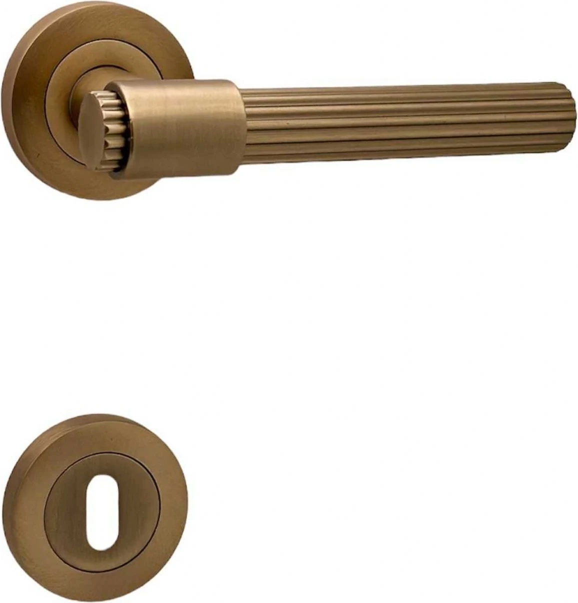 Erva Handles ZK79 Mat Antik Sarı Rozetli Yale Çelik Kapı Kolu 1 Takım