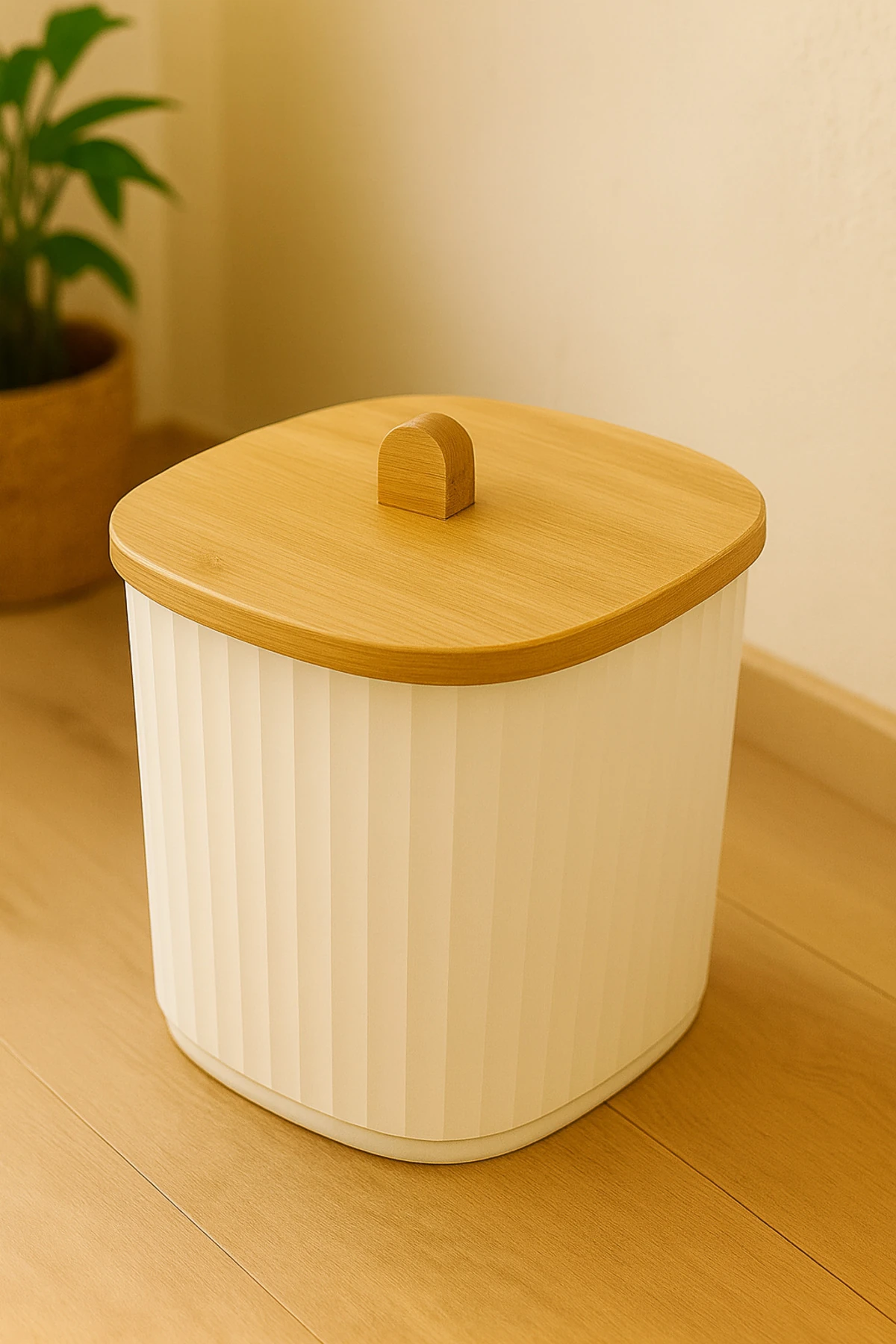Bambu Kapaklı 15 LT Çöp Kovası – Doğal ve Şık Mutfak Çöp Kovası