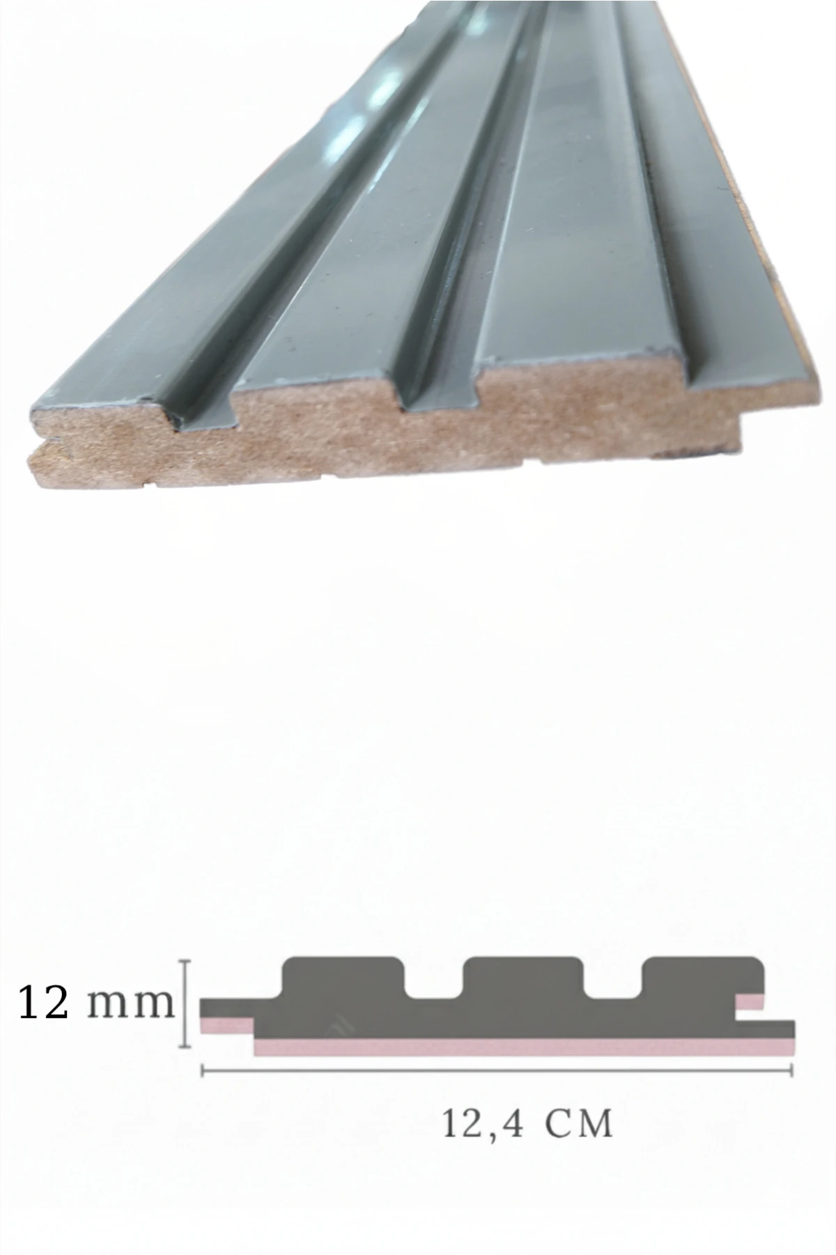 MDF Tavan & Duvar Lambri Seti (10 Adet) 12x280 cm Haki Gri Ahşap Görünümlü Dekoratif Kaplama Paneli