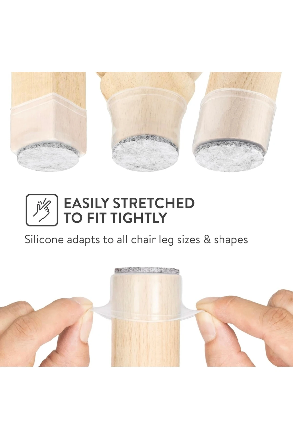 24 Adet ( 2cm - 2,5 Cm ) Keçe Silikon Yarı Saydam Çok Güçlü Elastik Sandalye Pabucu, Zemin Koruyucu