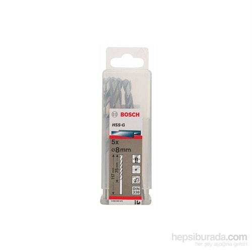BOSCH - Metal Matkap Ucu Hss-G, Dın 338 - 8 X 75 X 117 Mm - 5'Li Paket
