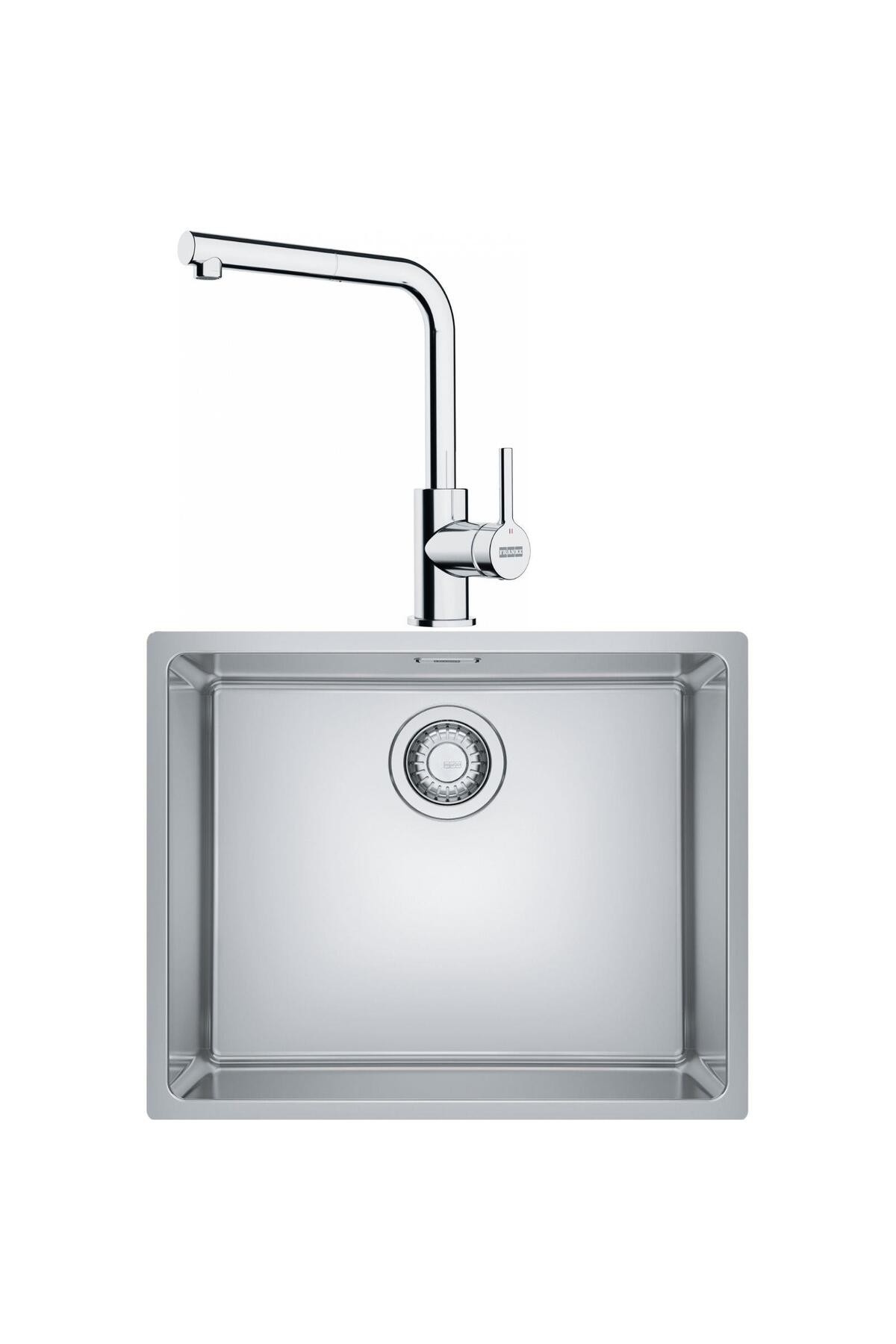 Maris Mrx 110-50 Tek Gözlü Eviye + LİNA L Krom Spiralli Mutfak Eviye Batarya Seti (Krom)