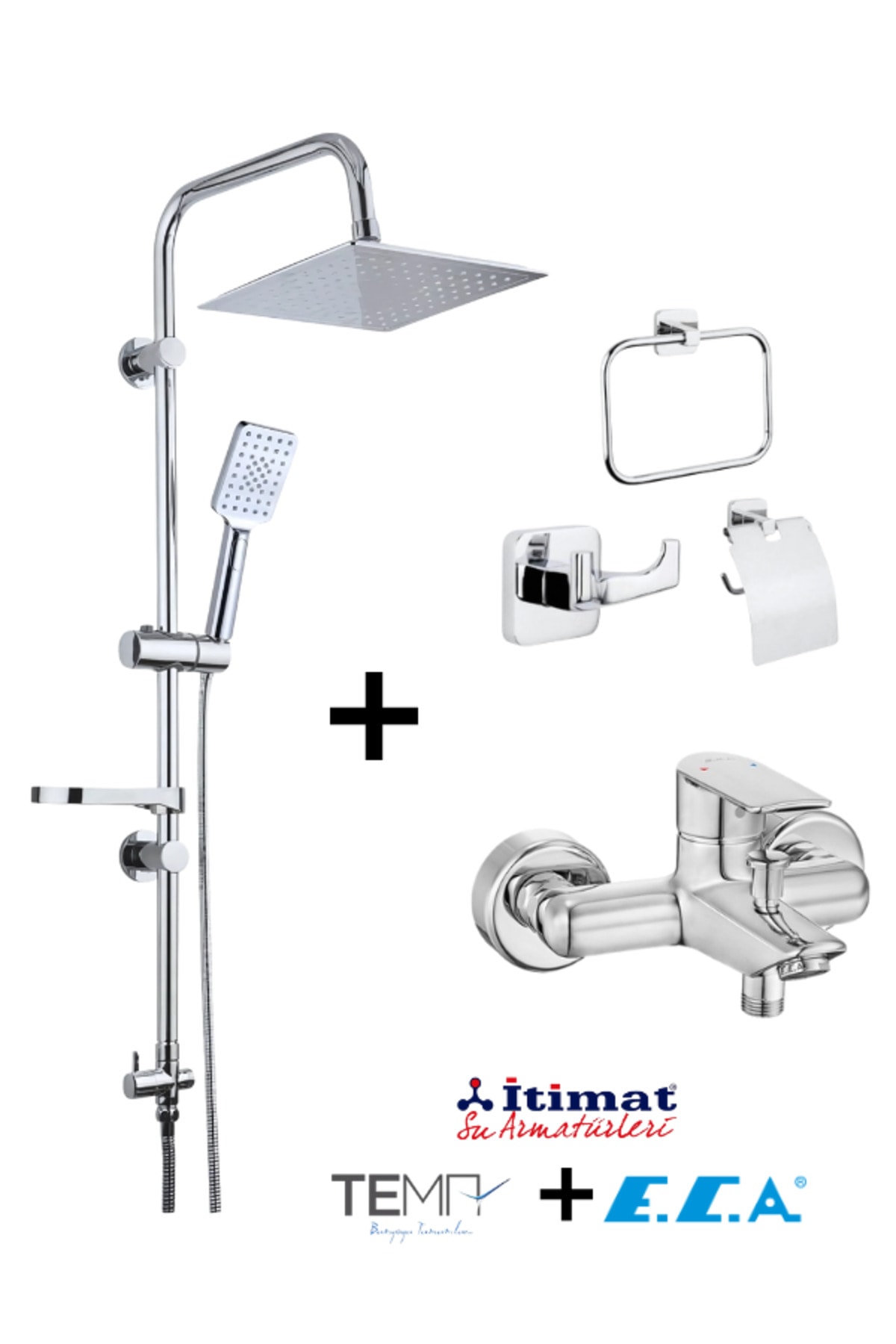 Lia Banyo Bataryası + İtimat Rain Tepe Seti ve Paslanmaz Tema Aksesuar Seti (3'lü Markafiyat Kombin)