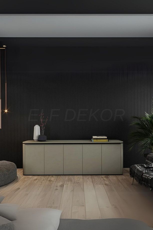 Polimer Duvar Lambiri Ofis Salon Tv Arkası Dekoratif Lambiri Panel (5 adet 140cm-siyah)