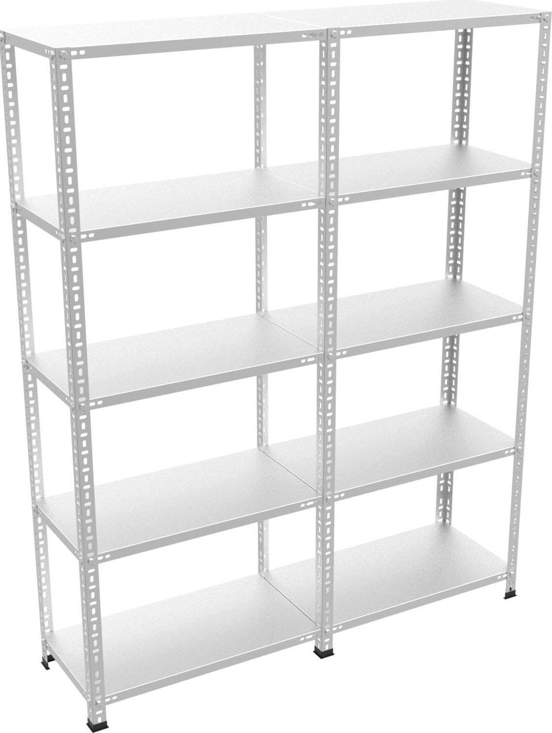 Galvanizraf® 5 Katlı 2 Li Bitişik Galvaniz Çelik Raf Arşiv Rafı Depo Rafı Kiler Rafı 43X93X200