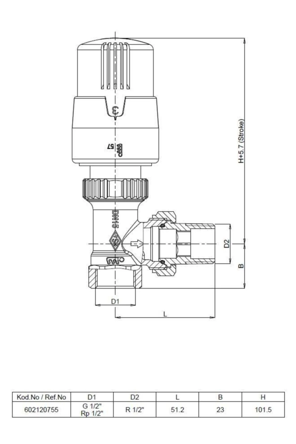 1/2 Köşe Termostatik Radyatör Vanası (trv4) 602120755